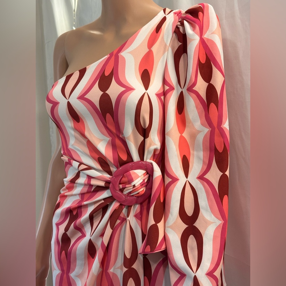 NWT PatBO Twist One Shoulder Maxi Dress Flamant PINK FWRD NEW OFFSHOULDER MAXI - Picture 7 of 9